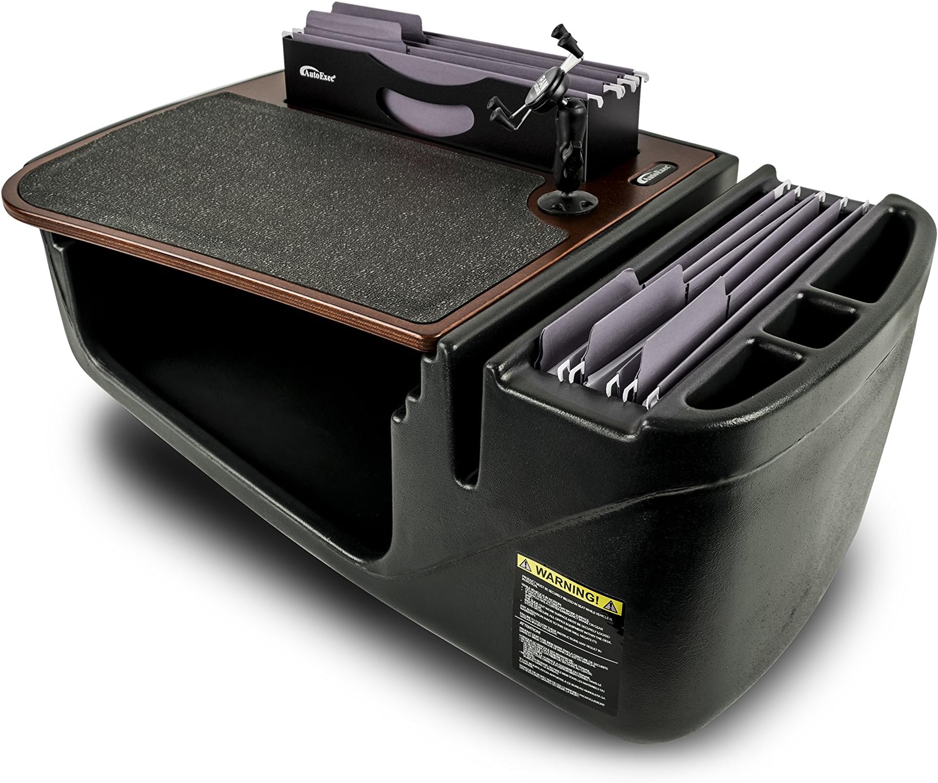 AutoExec AUE26003 Efficiency FileMaster Car Desk Mahogany Finish with Phone Mount
