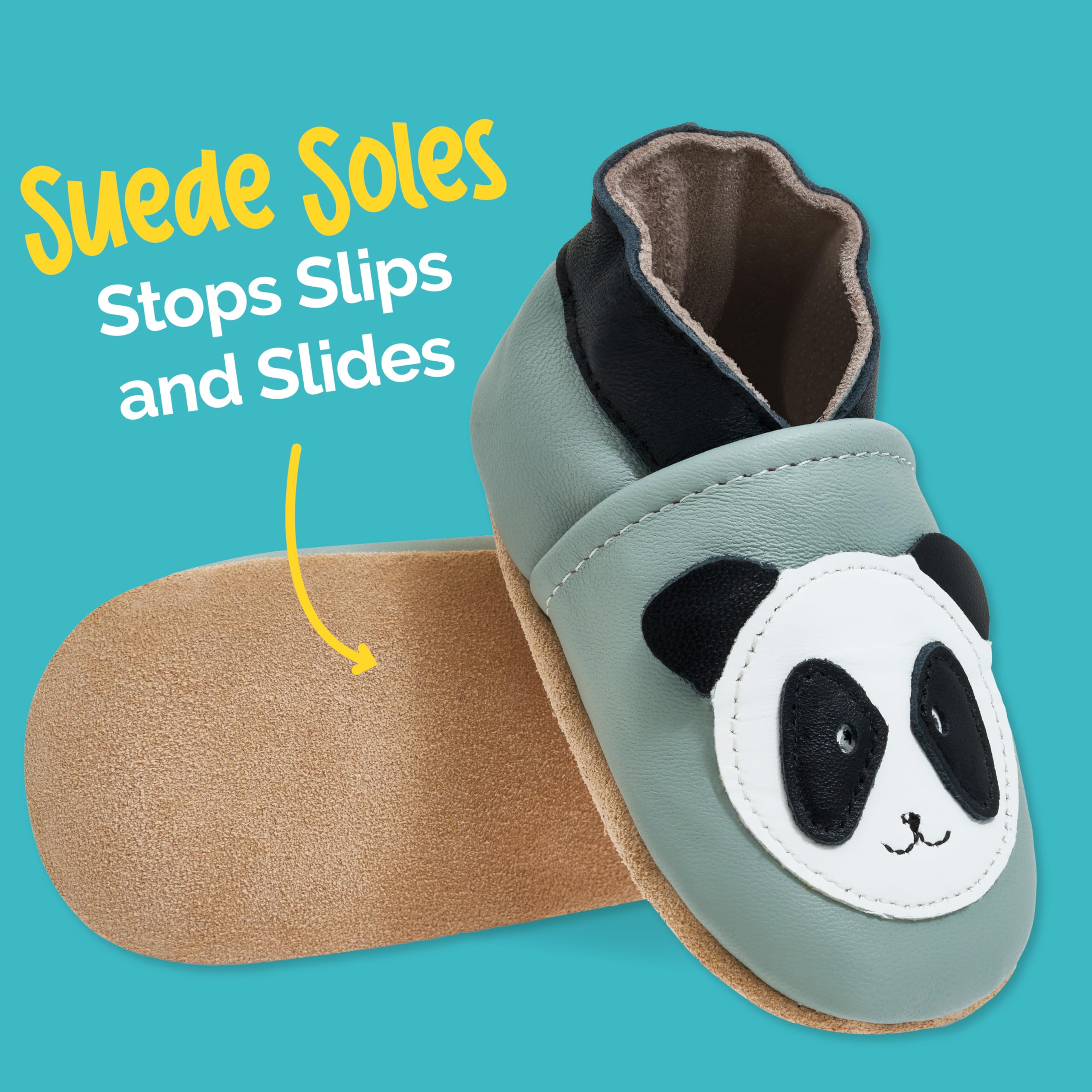 Petit Marin - Preciosos zapatos de bebé de piel suave con suela de ante - Zapatos de bebé para los primeros pasos Panda Talla:12-18 meses