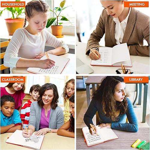 Miniatura 7 de feela Paquete de 3 cuadernos a granel con 3 bolígrafos negros, cuadernos de tapa dura A5, juego de diario clásico rayado con soporte para bolígrafo,