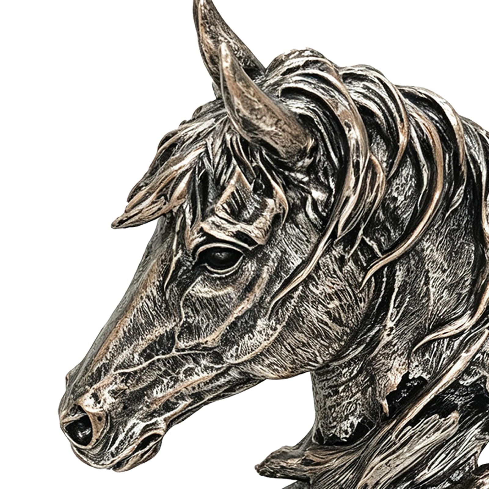 Cryfokt Statua Cavallo Resina Scultura, Finitura Bronzo Vintage, per