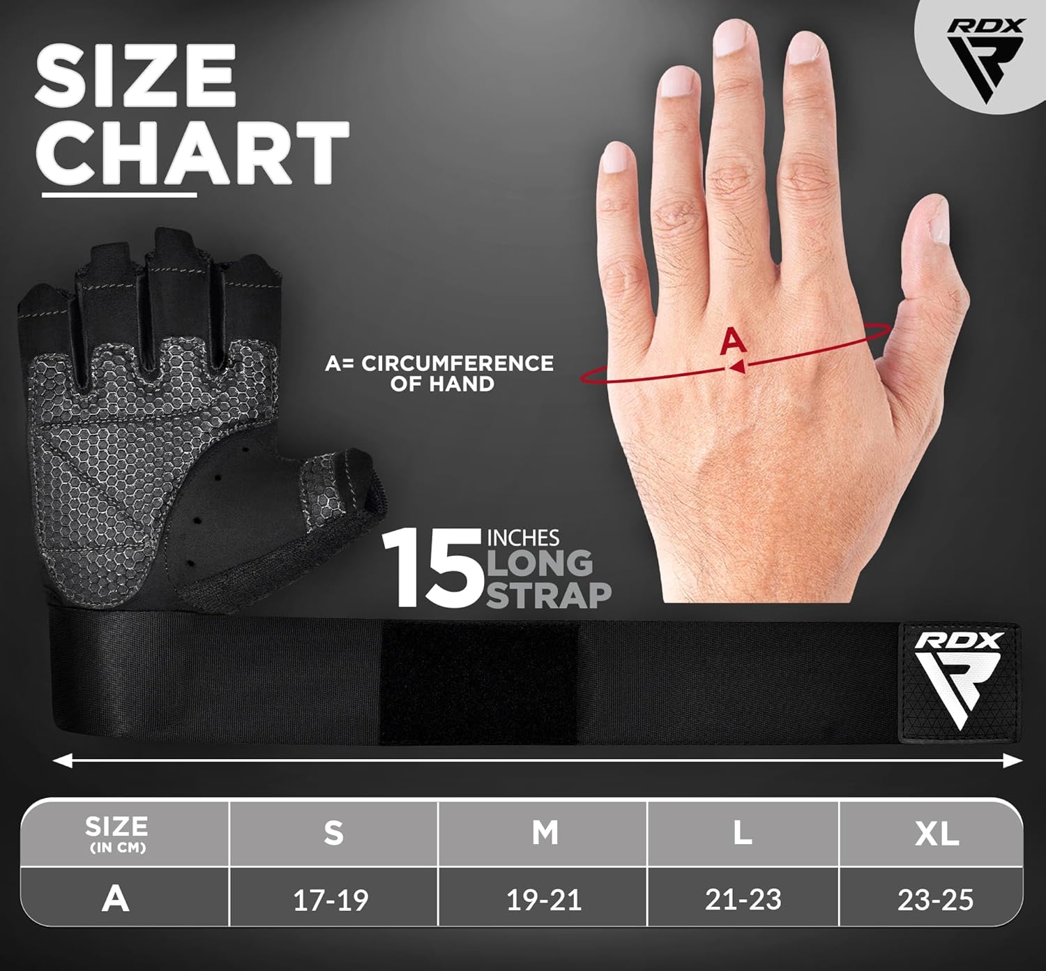 RDX Workout Gloves, 15-Inch Long Support Strap Anti Slip Palm Protection with 3 Wrist Alignment Plates, Powerlifting Deadlifting Bodybuilding Gym Fitness, Weight Lifting Exercise Training, Men Women - Image 6