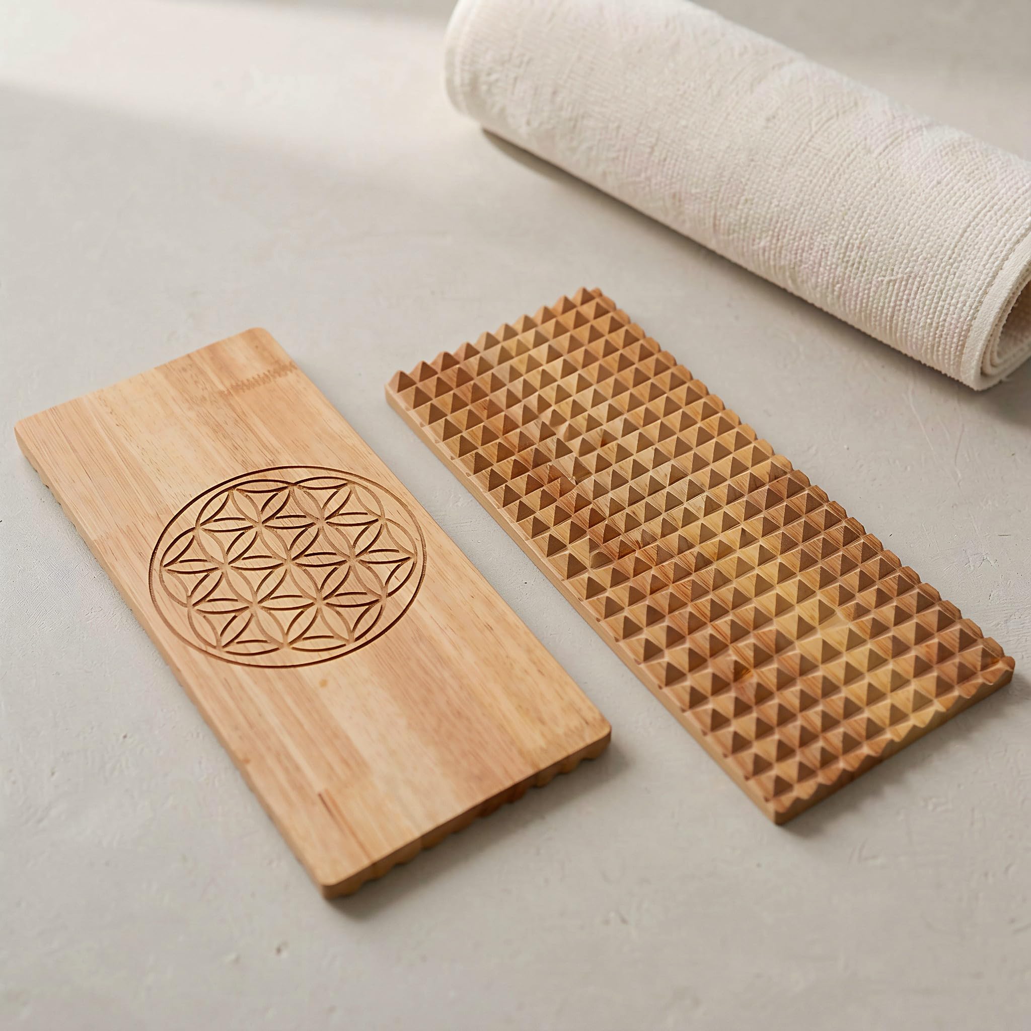 TOYANDONA Lot de 2 planches de massage en bois pour le yoga,