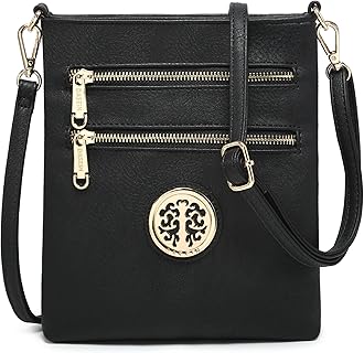 Dasein Small Crossbody Bag Multi Zipper Pockets Messenger Bag Lightweight Shoulder Bag Functional Purse