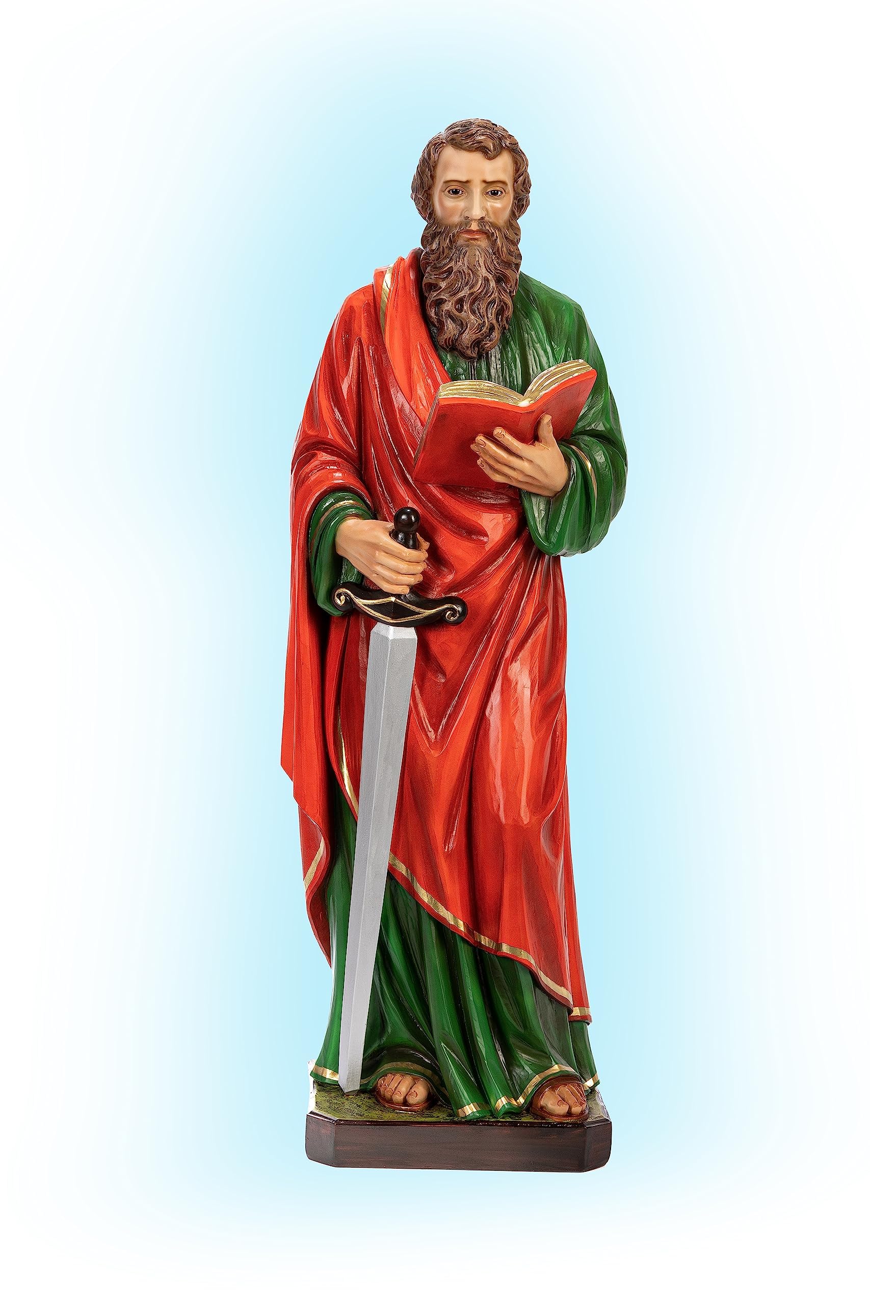 OVUNQUE PROTEGGIMI Statua di San Paolo 80 cm (31.49'') in resina dipinta a mano adatta per interni ed esterni. Prodotto artigianale italiano (occhi dipinti)