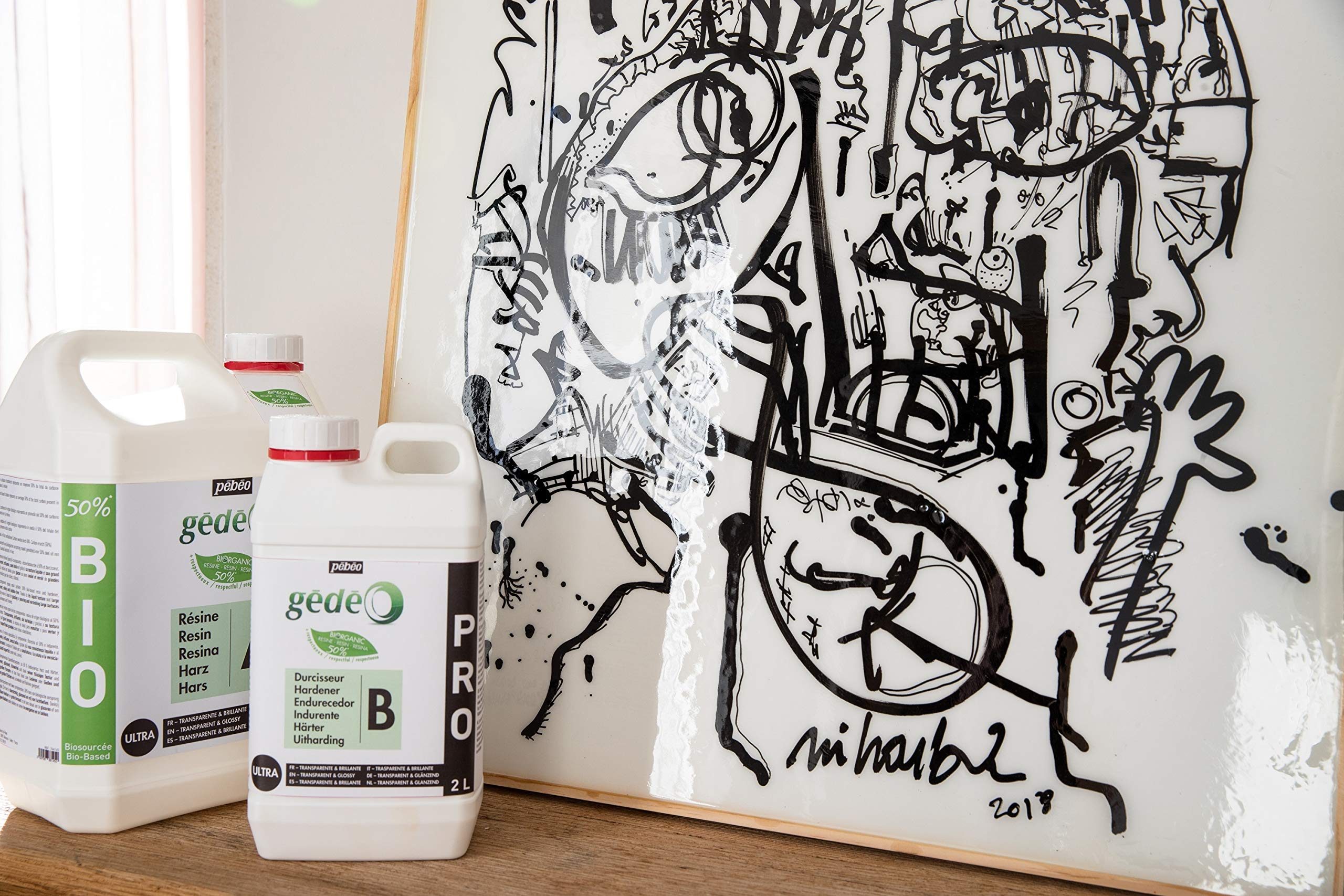 Pébéo - Epoxidharz Set Gédéo Biobasiert - 50% Biobasierter Kristall Kunstharz - Transparent und Glänzend - Alle Untergründe - Resin Gießharz - Zum Einschließen, Gießen, Formen, Lackieren - 750 ml