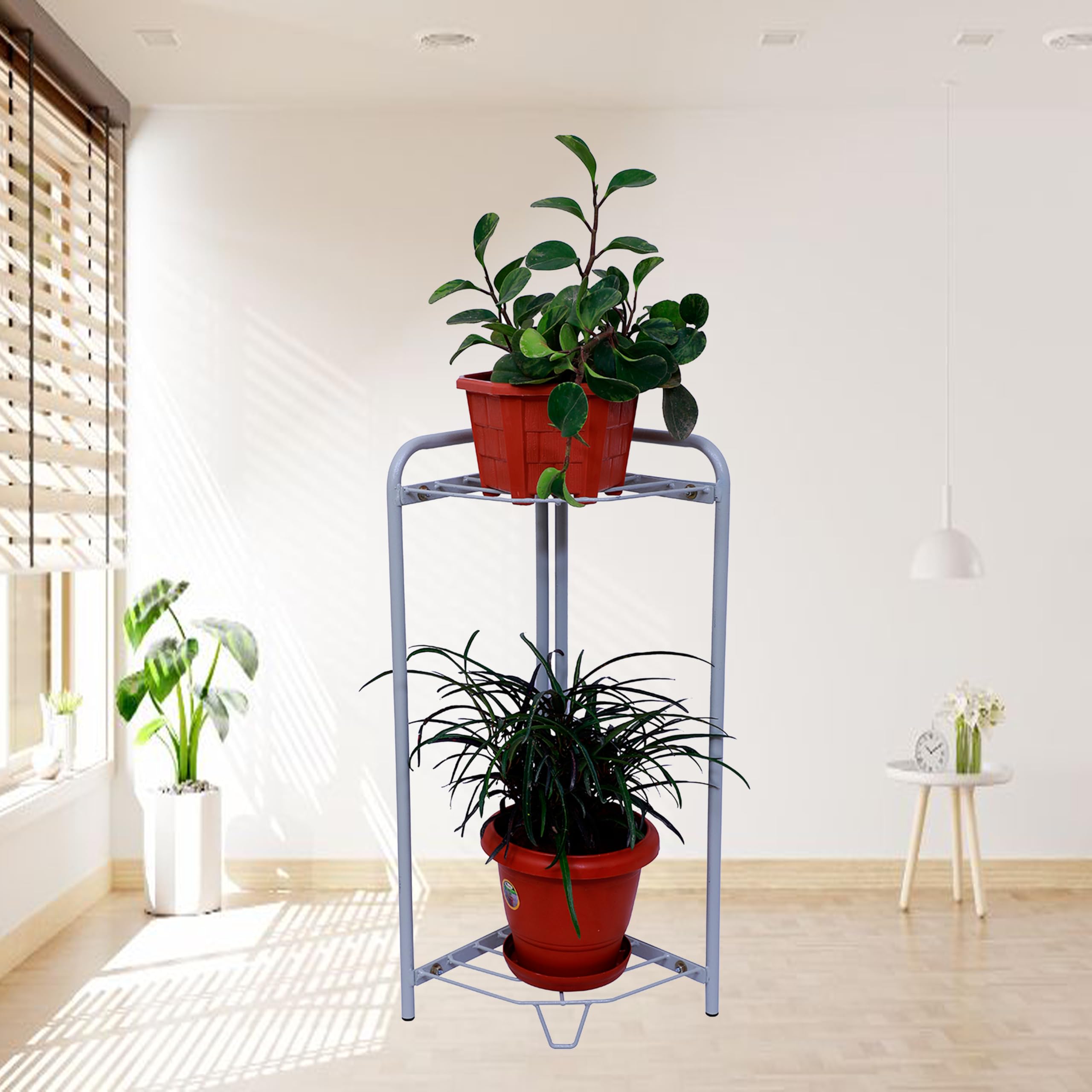D&V ENGINEERING - Creative in innovation Metal Corner Plant Stand flower pot stand 2-Tier Rack Perfect for Patio Garden Balcony (Grey) (B09MBQKXM9) Amazon Price History, Amazon Price Tracker