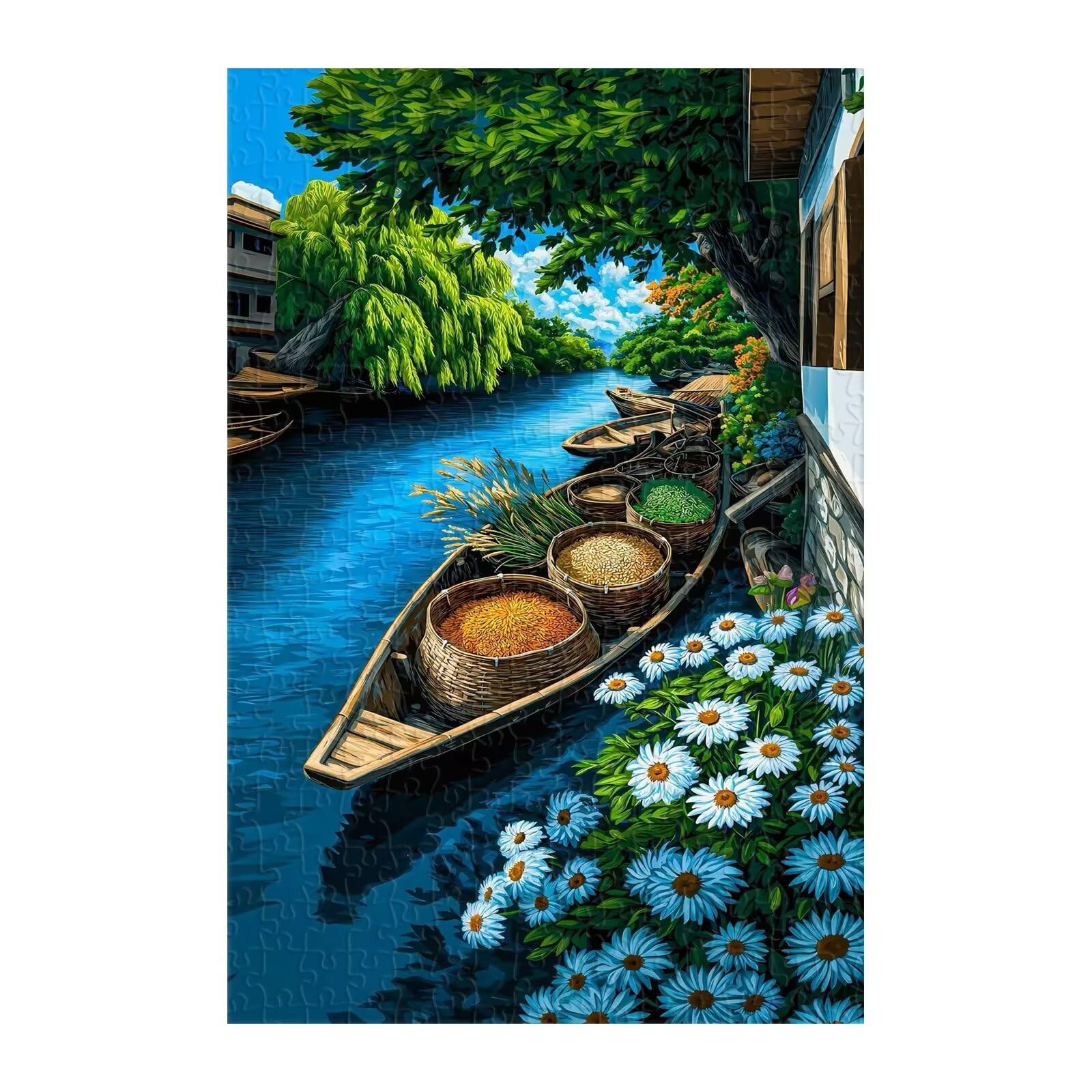 Puzzle 2000 Pezzi, Fiori Fiume Puzzles, Puzzle Impossibile Gioco Logici Sfida Difficile Puzzles 2000 Pezzi per Adulti