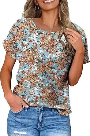 KISSMODA Summer Short Sleeve T Shirt Loose Fit Casual Dressy Women Top 2025 Trendy Ladies Fashion Blouses(S-3XL)