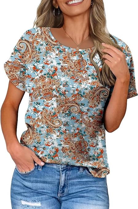 KISSMODA Summer Short Sleeve T Shirt Loose Fit Casual Dressy Women Top 2025 Trendy Ladies Fashion Blouses(S-3XL)