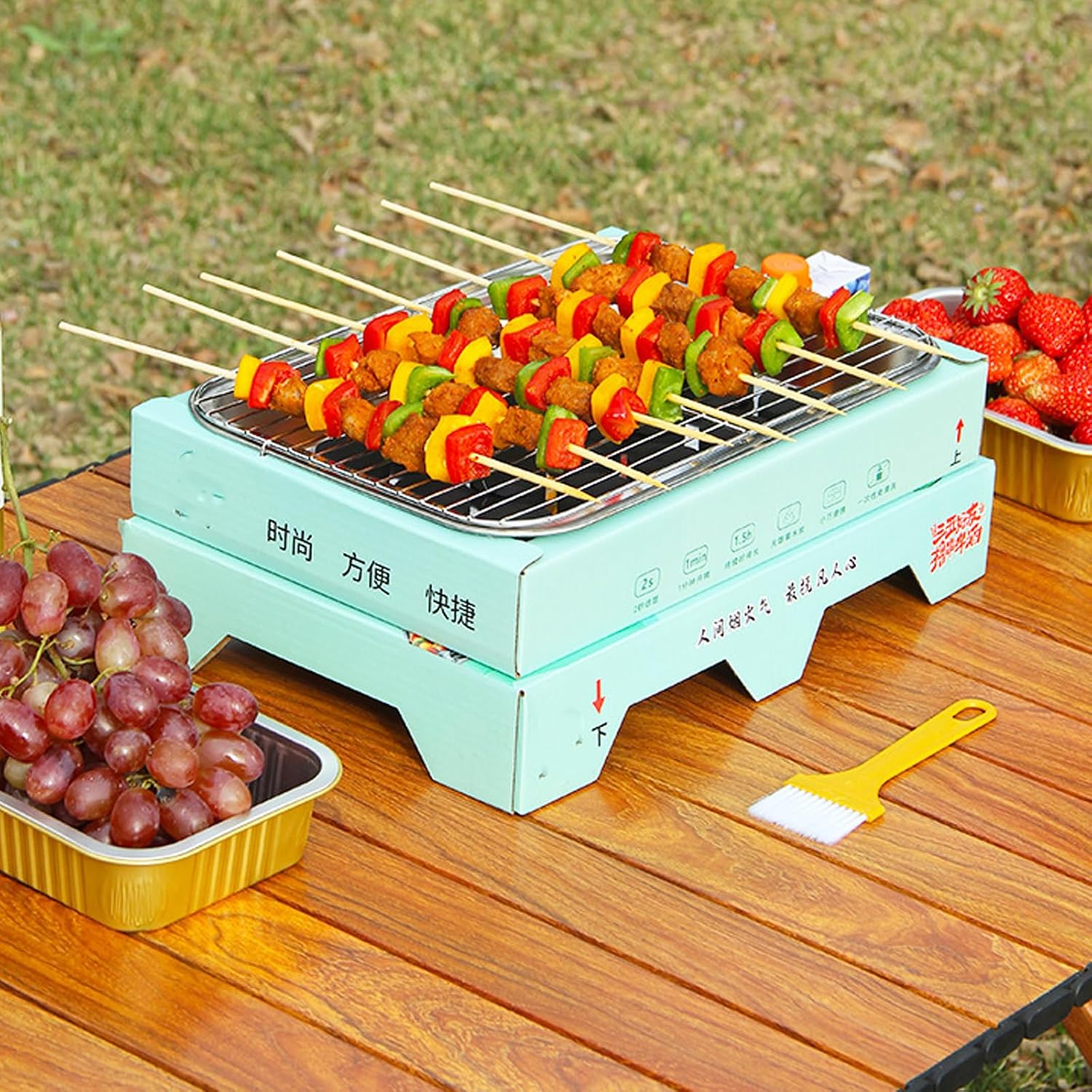 Portable Charcoal Barbecue Grills Stainless Meshes Quick Setups for Family Gatherings Outdoors Adventure Portable Grills for Beach and Camping