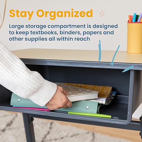 Miniatura 5 de ECR4Kids Recepción abierta cueva con caja de libros de plástico, muebles de aula, arce/negro