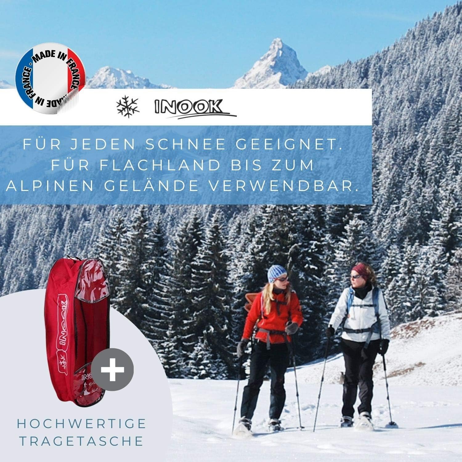 INOOK AXL Schneeschuhe orange I Schneeschuhe mit Steighilfe I EU 34-42 I mit praktischer Tragetasche