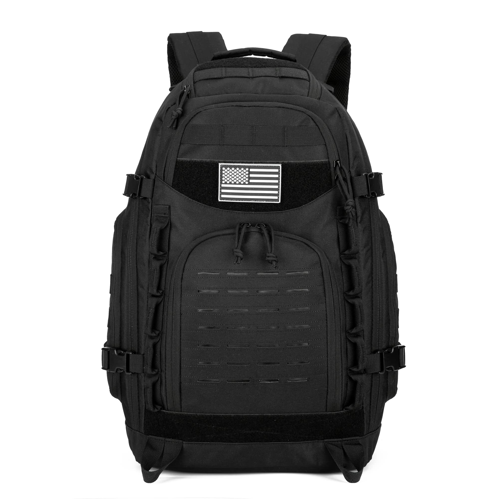 W WINTMING 45L Tactical Backpack for Men Army Assault Pack Large Molle Military Backpack Hunting Rucksack Bug Out Bag Daypack, Black, 45L US, Tactical Backpack