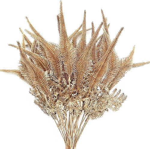 Miniatura 3 de Plantas artificiales, hierba de cola dorada, para Navidad, plantas falsas, arbustos, decoración de helechos, arbustos sintéticos, vegetación