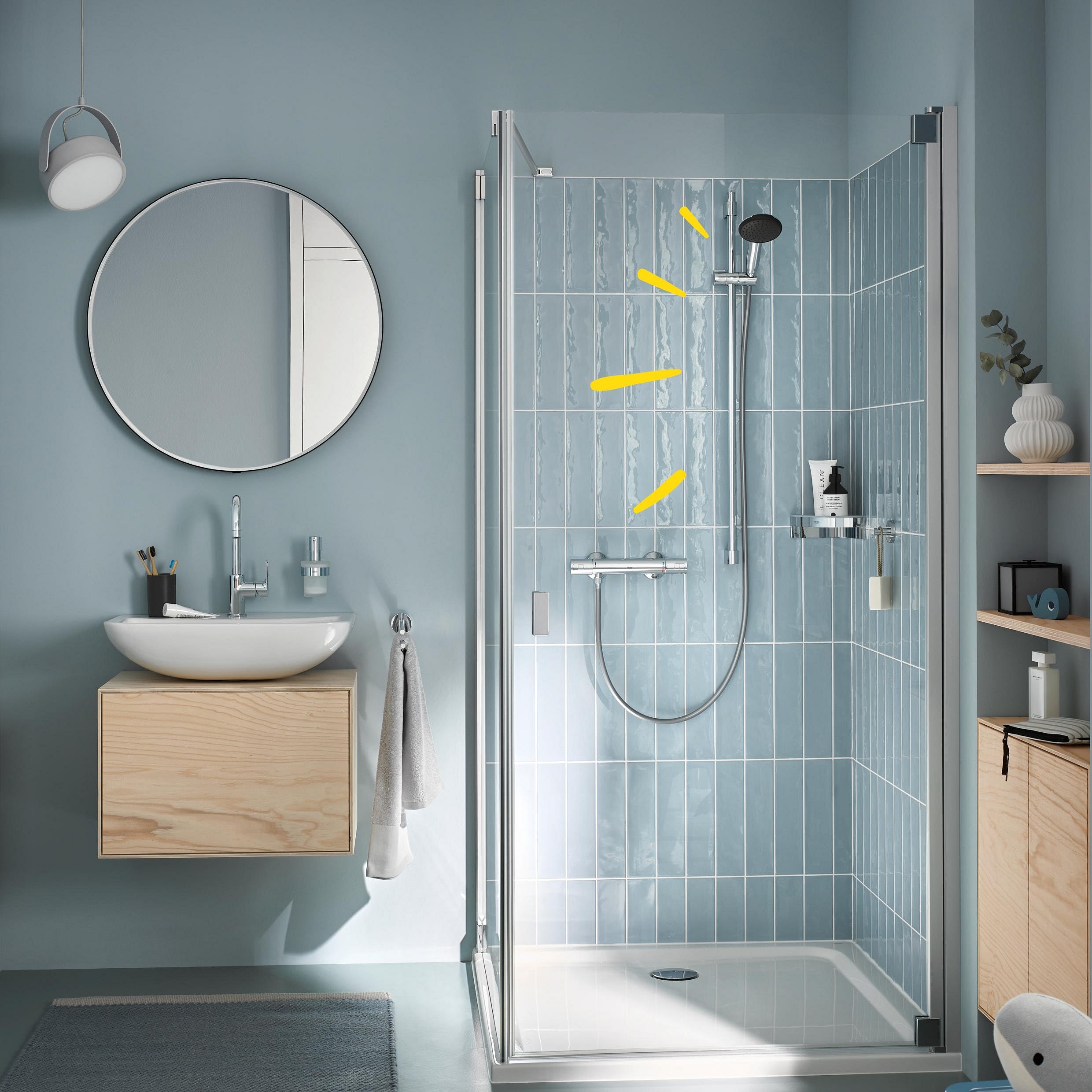 GROHE Vitalio Start 110 - Conjunto de barra de ducha (teleducha, barra de ducha 900 mm, flexo de ducha 1.750 mm, 2 tipos de chorro, duradero), redondo, cromo, 26955001