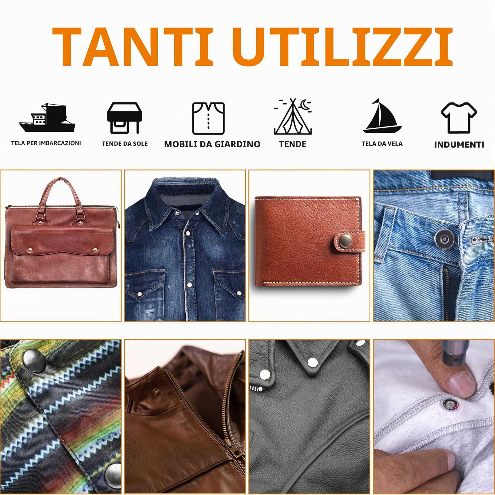 Pinza Per Bottoni Automatici A Pressione, con 3 Stampi Magnetici e 100 Set Di Bottoni a Pressione Metallo Da 15 mm, per Fai da Te Riparazione Di Coperture Di Barche, Tela, Cucito, Teloni, Jeans