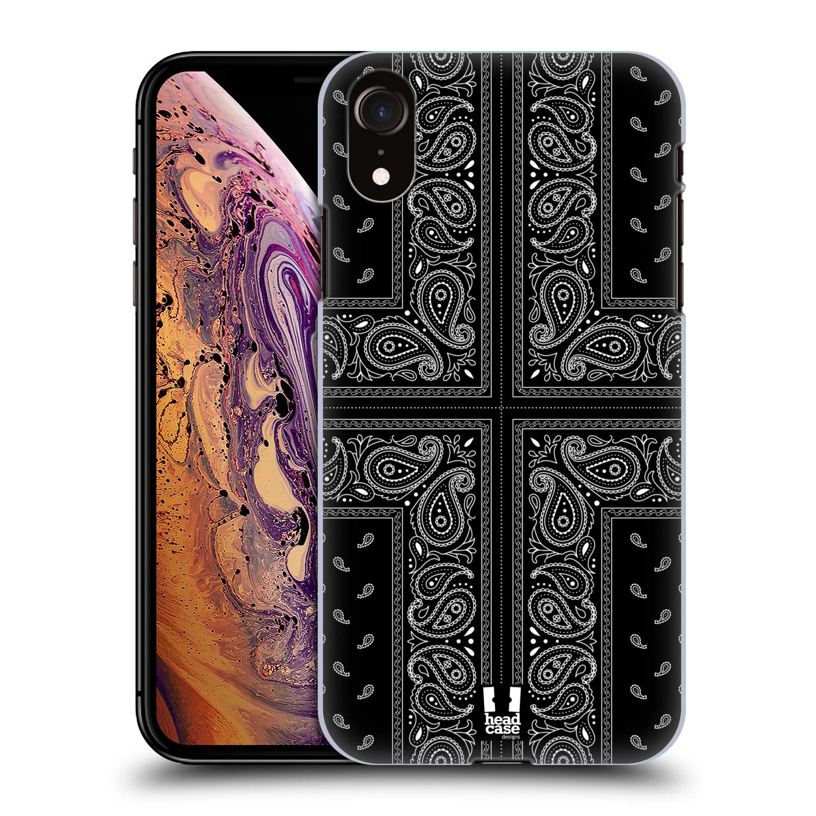 Cross Black Classic Paisley Bandana Hard Back Case Compatible with Apple iPhone XR