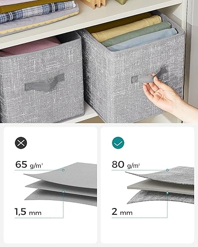 Miniatura 6 de SONGMICS UROB26K03 - Cubos de almacenamiento, cubos de tela no tejida de 11 pulgadas con asas dobles, juego de 6, organizadores de armario para