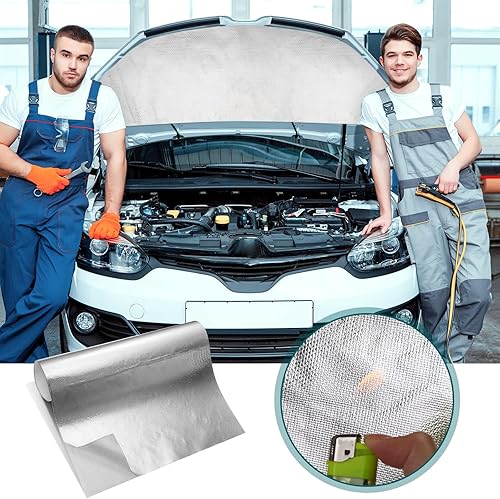 Miniatura 5 de 4 hojas de 12 x 30 pulgadas, protector de calor aluminizado con parte trasera adhesiva de barrera térmica, protector térmico, cinta resistente al