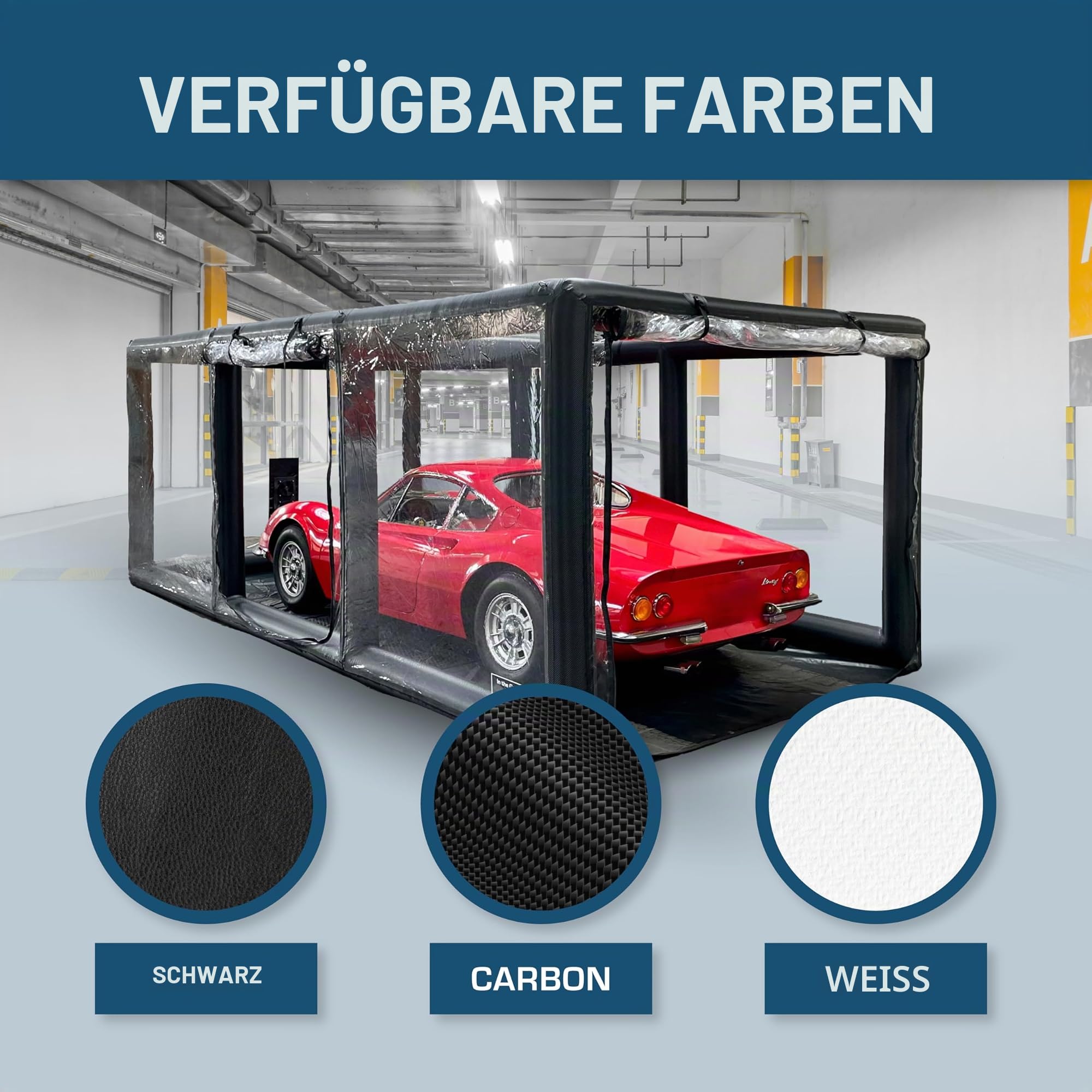 In The Garage Ultimative Car Shield Schwarz Carbonfaser 18' - Aufblasbare
