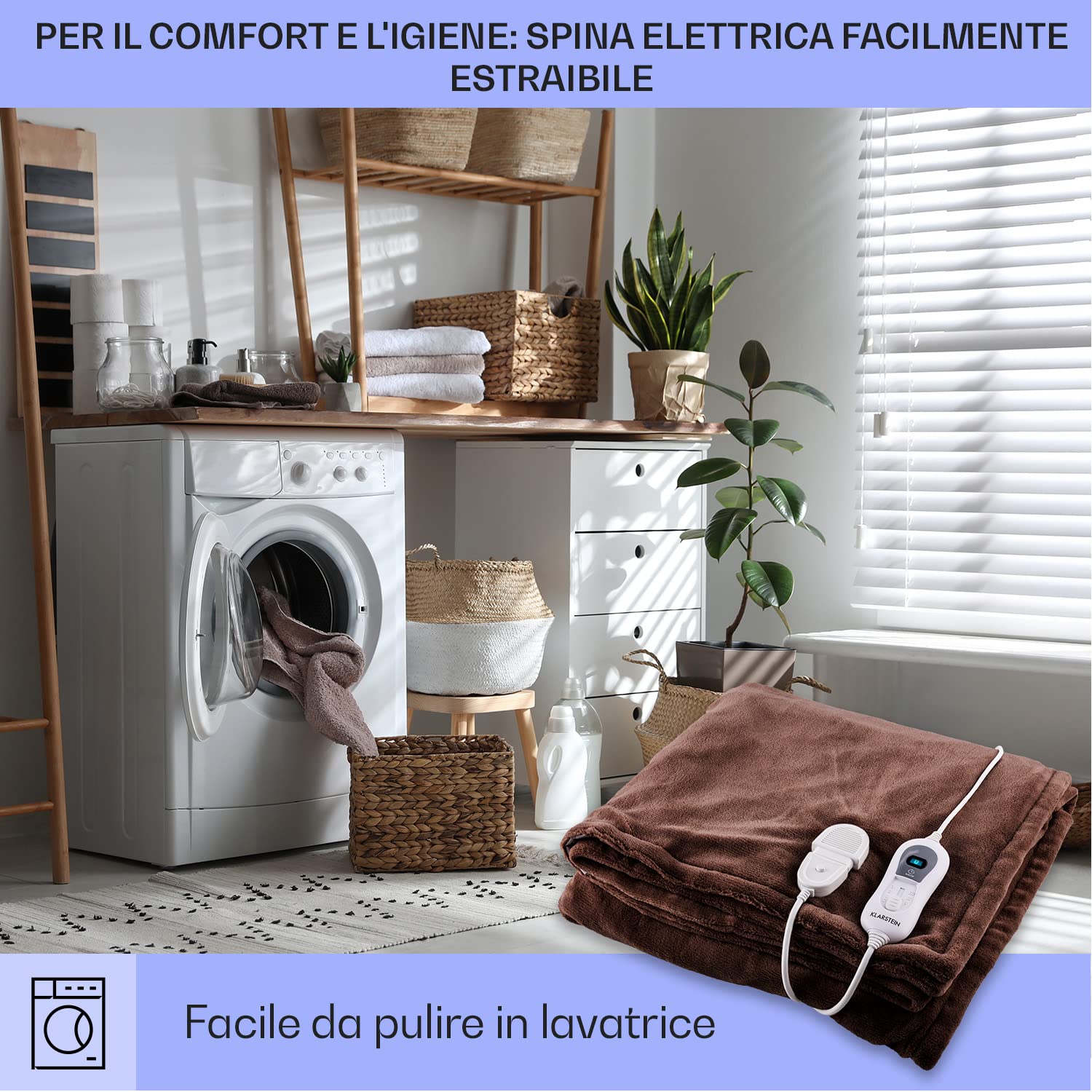 Klarstein Scaldasonno Matrimoniale XL, Coperta Termica Elettrica 180 x 130 cm, Scaldaletto Matrimoniale Elettrico 3 Livelli di Temperatura, Lavabile in Lavatrice, Coperta Elettrica per Letto e Divano