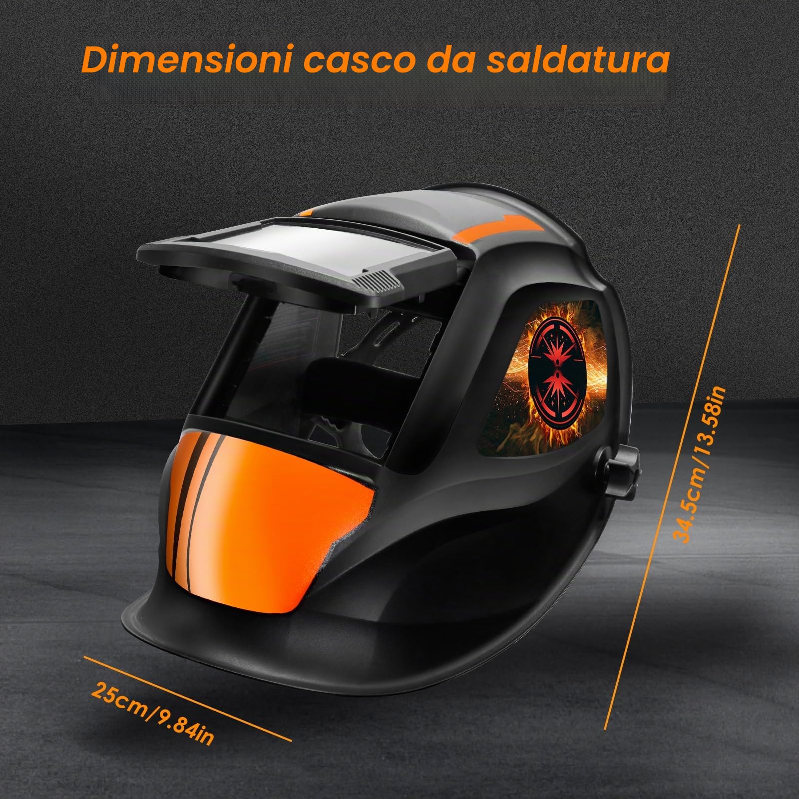 CCLIFE Vero Colore Automatico Casco Saldatura Solare Completamente Regolabile Maschera di Saldatura 2 Sensori Grande Campo Visivo (92 × 42 mm) Classe Ottica 1/1/1/2 UV/IR Protezione DIN16