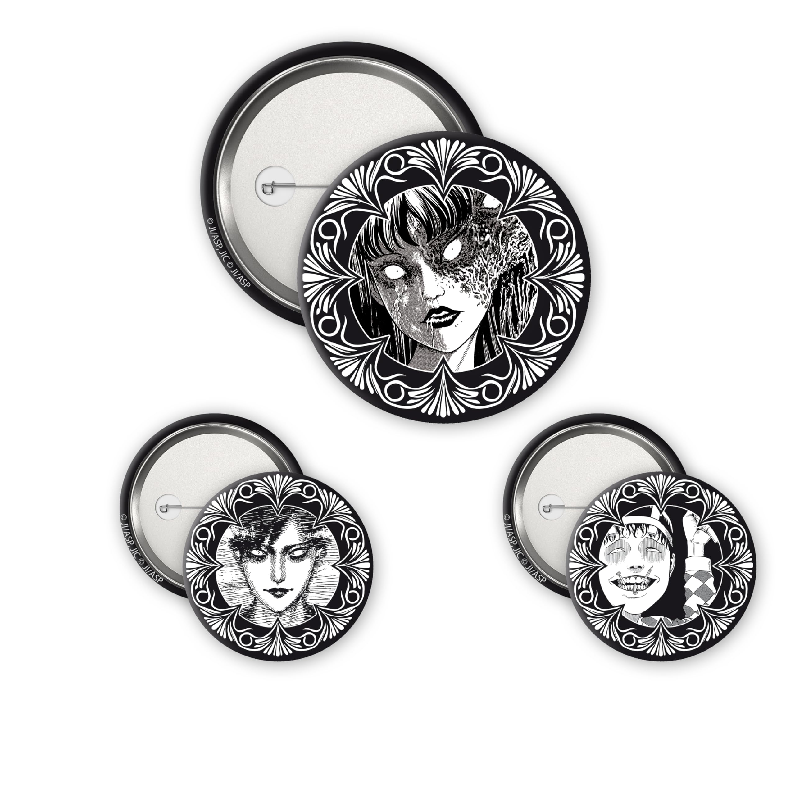 ABYstyle Zestaw 3 odznaki JUNJI ITO Collection - Oficjalny produkt - średnice 5 cm i 3,2 cm - Akcesoria Manga Horror