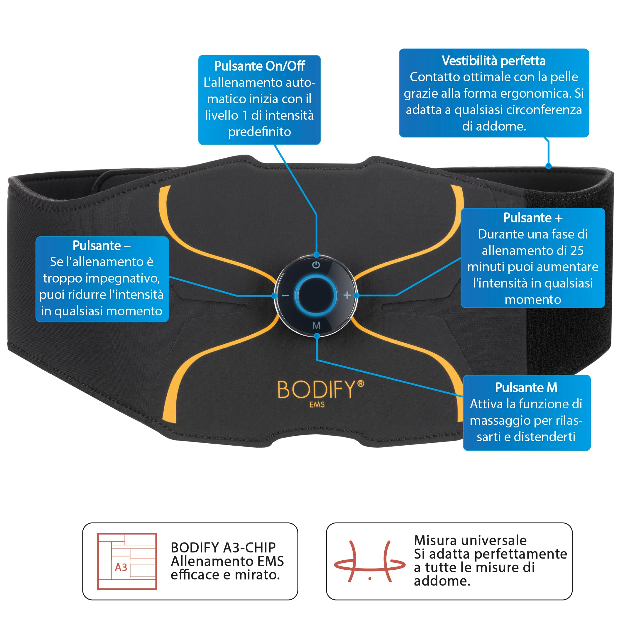Bodify® 3-in-1 EMS Training Set PRO – Attivazione mirata della muscolatura! – Attivazione Muscolare di Tutto Il Corpo – Allenamento EMS – Allenamento Muscolare – per Uomini e Donne L'Originale