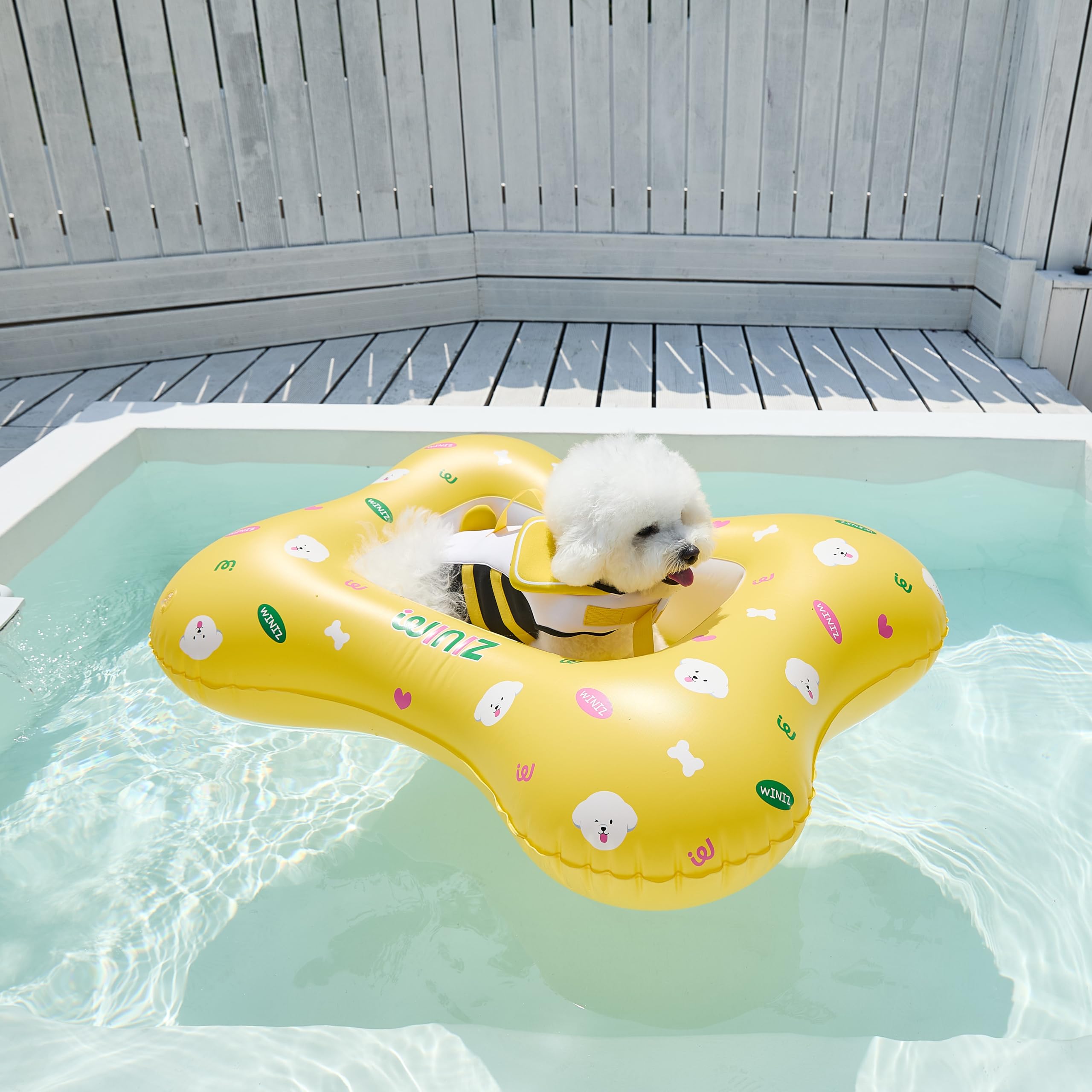 Amazon.co.jp: WINIZ 犬用浮き輪 - イエロー キュートなデザイン 空気