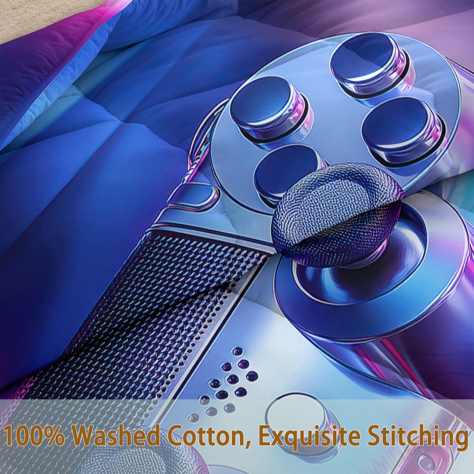 Generisch Videojuego Edredón para todas las estaciones, lavable para las 4 estaciones, sin funda con controlador de juegos neón, colcha reversible de microfibra, edredón suave y transpirable, 200 x