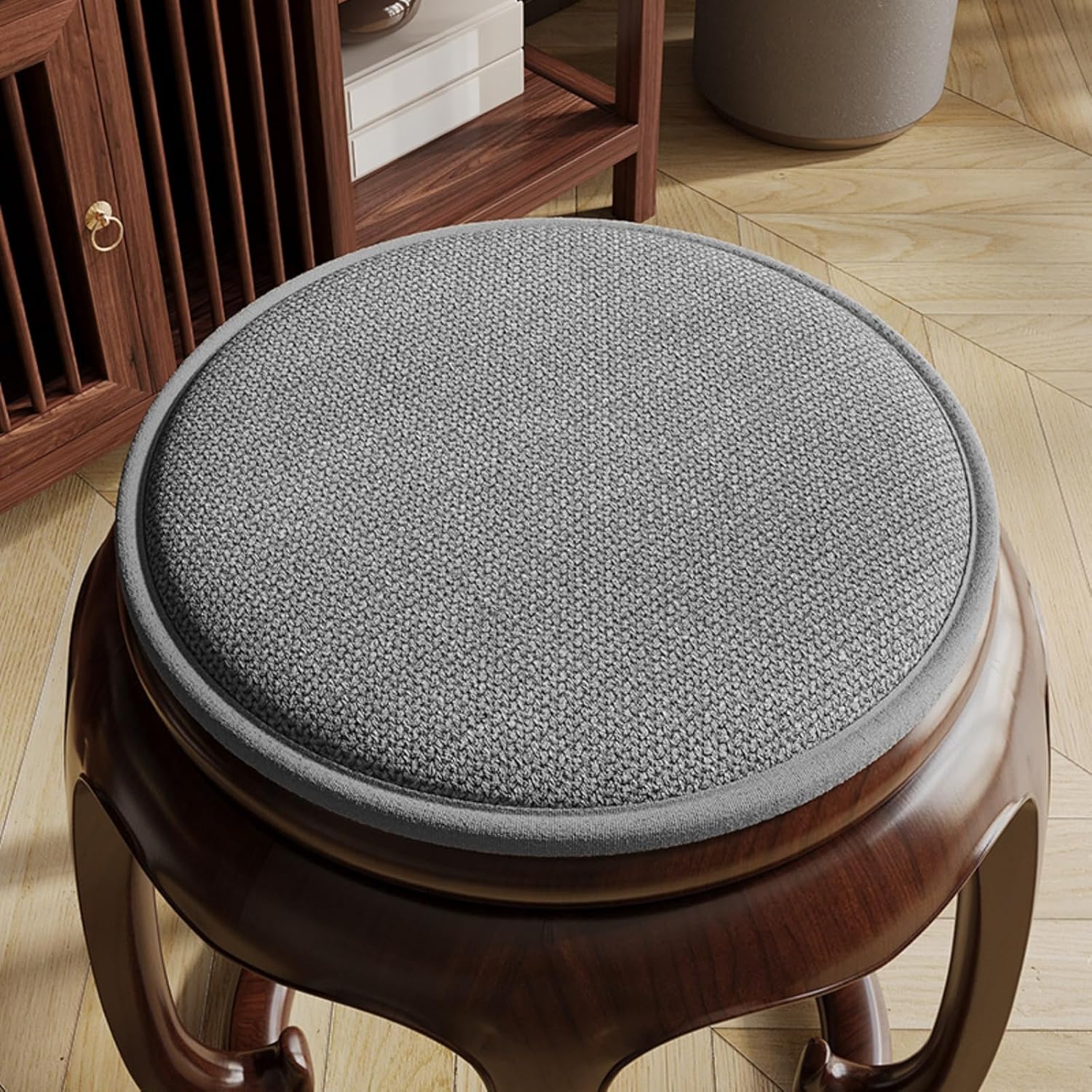 2-Pack Non-Slip Round Chair Cushions – Extra Thick, Soft Seat Pad for Office Chairs, Stools, Sofa, Dining Chairs – Comfortable & Durable Home/Office Support (Grey, Dia 16'')