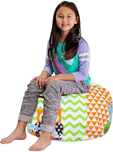 Miniatura 40 de Posh Funda de Silla Puf Rellenable para Almacenamiento de Animales de Peluche para Niños - Organizador de Juguetes Infantiles, Grande-38 - Lona