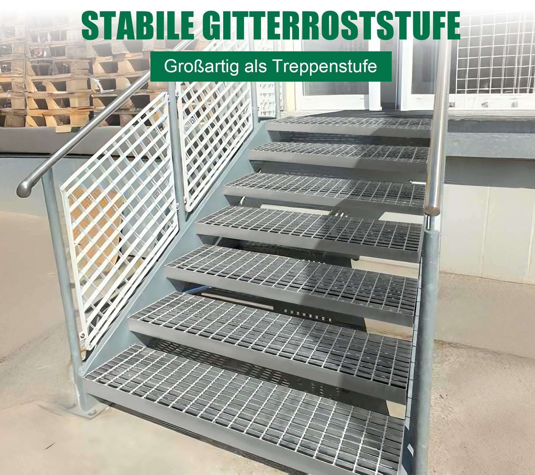 Gitterrost Verzinkt 1000x300x32 mm Tragstab 32/3 mm B125 PKW-Befahrbar Garagenrost Abflussrost Trittrost Gitterroststufe Rinnenrost für Garageneinfahrt Werkshalle Feuerverzinkt