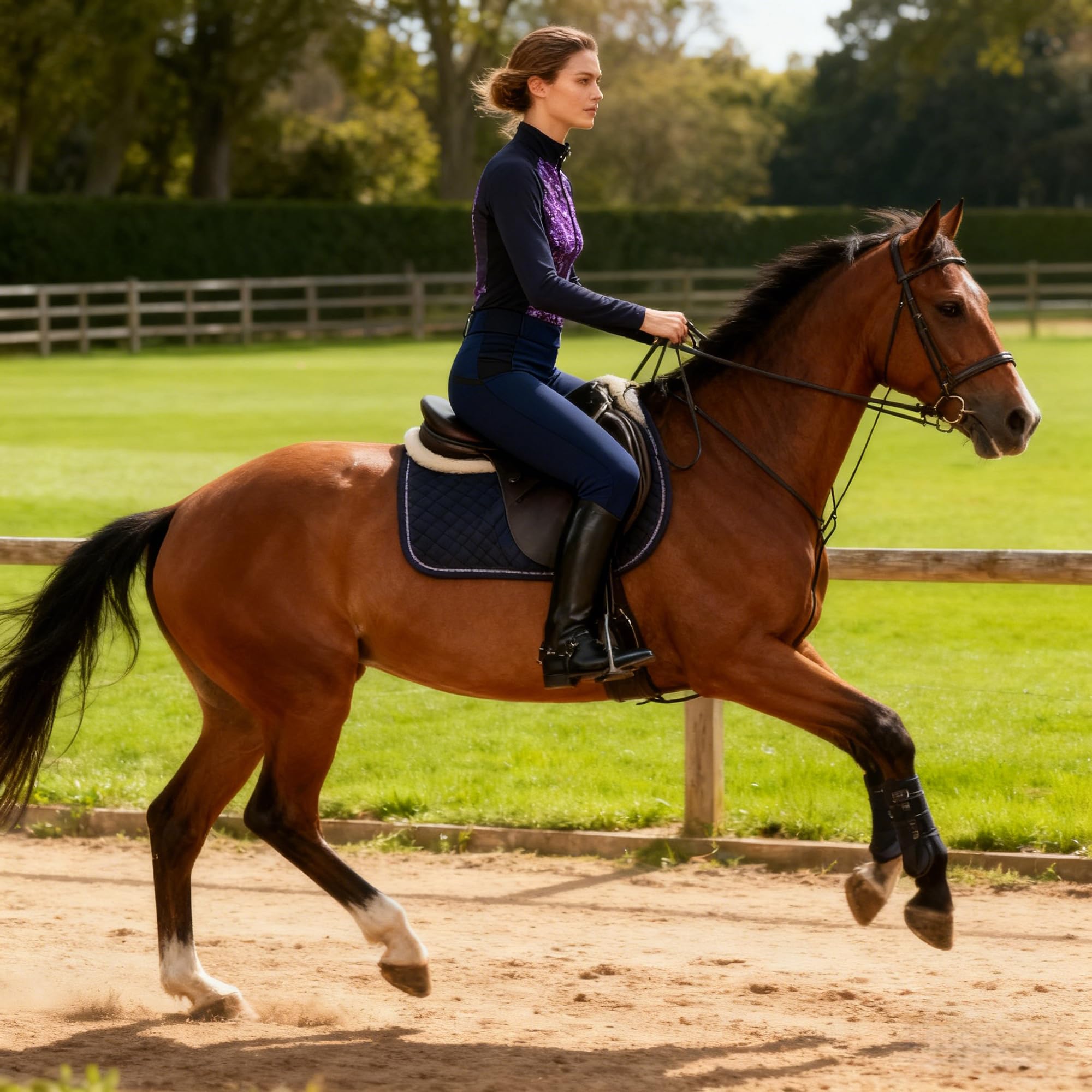Chesoon Pantalon d'équitation pour femme - Pantalon d'équitation avec poches - Avec empiècements au genou