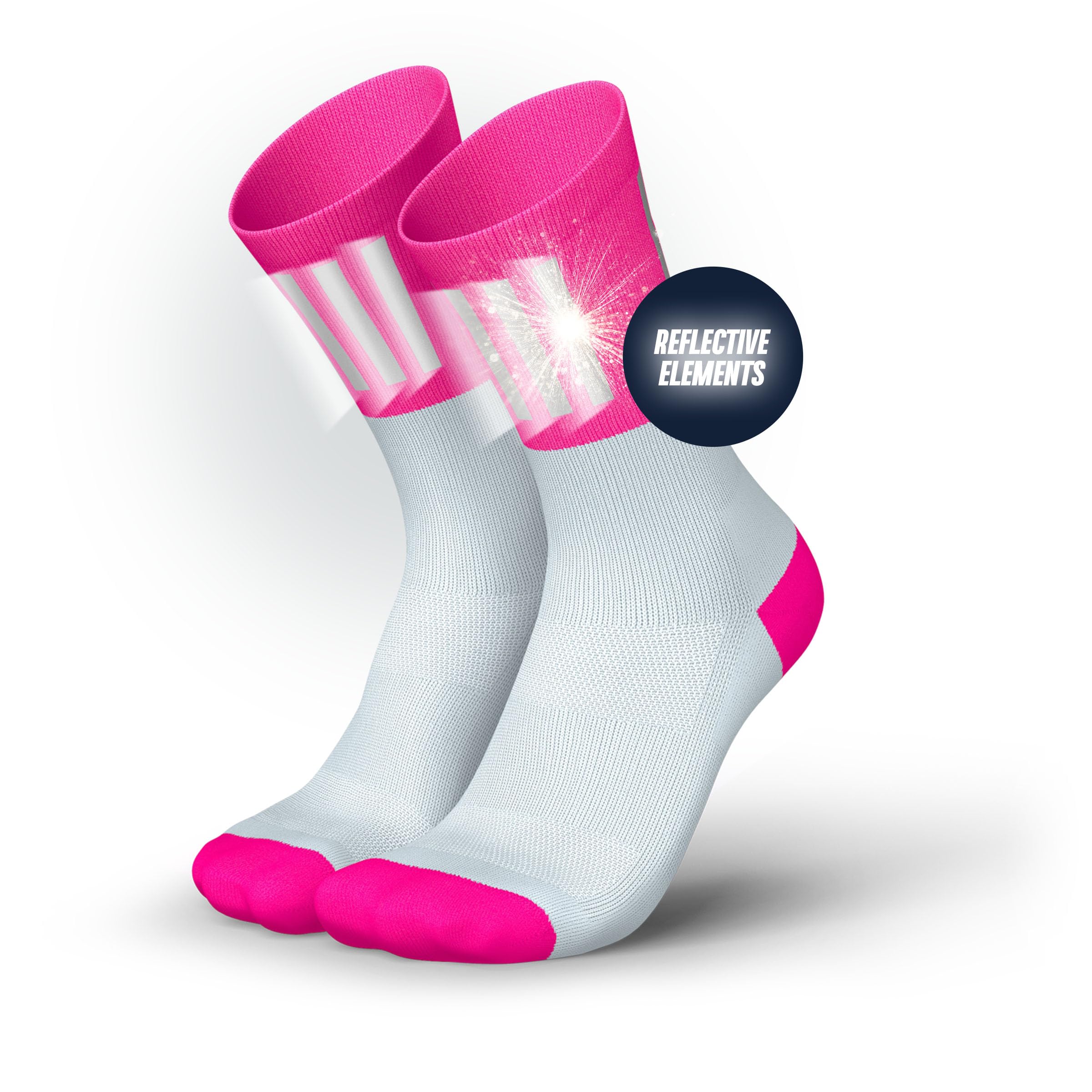 INCYLENCE High Viz Running Socks with Reflectors - Functional and Breathable for Maximum Visibility - 1 Pair, V3 Pink, 39-42