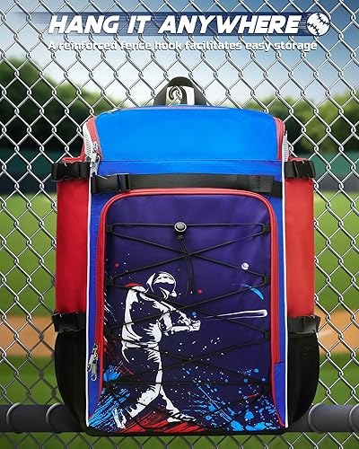 Miniatura 7 de Bolsa de recogedor para equipo de receptor, mochila de béisbol y sóftbol para casco, guantes de pecho, protectores de piernas, bolsa de murciélago