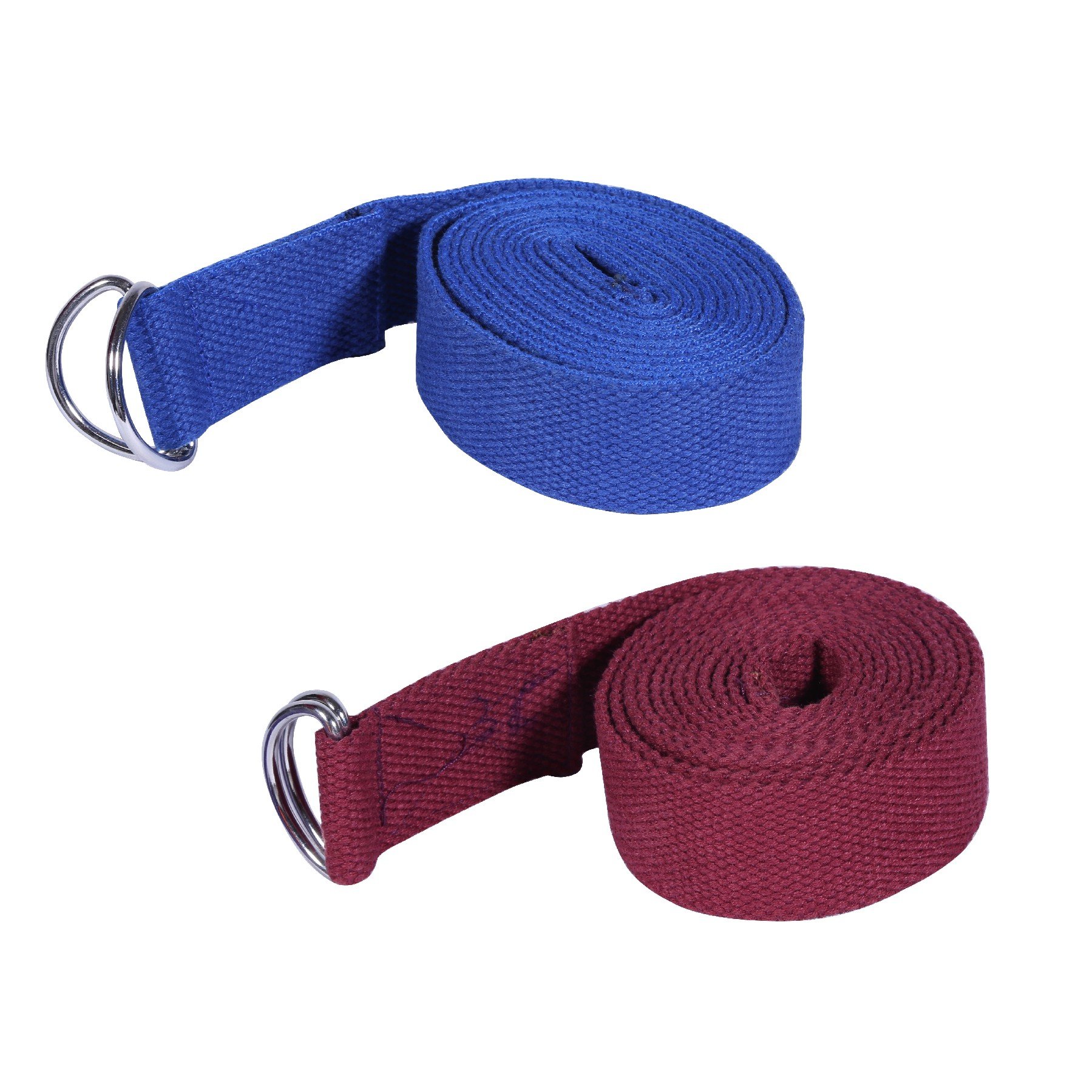 Footmate 8 FT Long, Pack-2 Yoga Belt for Exercise, Durable Material with Adjustable D-Ring Buckle, Props Rops For Safe & Challenging Yoga Posture, Blue Maroon Yoga Strap for Men- Women-Width- 1.5 inch-image-8