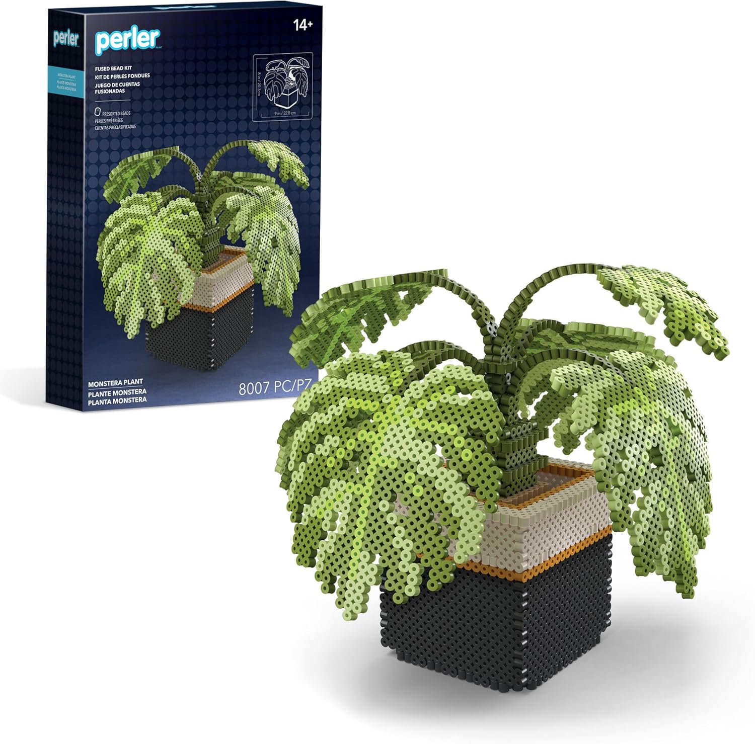 Perler 80-57234 Monstera Plant 3D Fused Bead Craft Activity Kit, Multicolor, 8007 Pieces