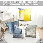 2 Pack Throw Pillow Covers Soft Touch Plush 18x18 Abstract Artwork Cushion Covers Decorative Modern Gallery Style Pillow Cases for Sofa Couch Home Decor Decorations(Blue Gray White)