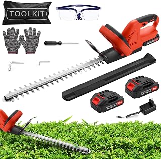 Taille Haie Batterie, Taille Haies sans Fil 21V, Taille-Haies Électriques, Coupe Branche Électrique avec 2 Batteries | Lame 51cm Écartement 17mm,Moteur 500W,Cisaille Haie pour Jardin,Arbustes