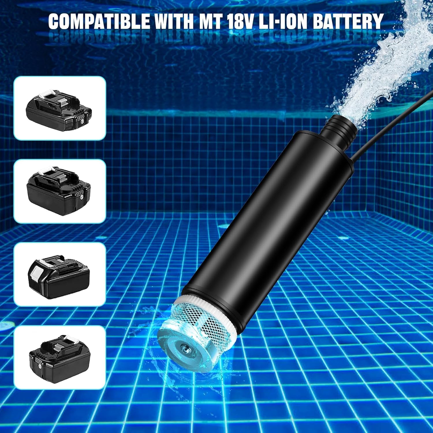 Mini-Wasserpumpe für Makita 18V LXT-Akku, 635 GPH Kabellose 100W Wassertransferpumpe für Pool, Garten, Aquarium (ohne Akku)