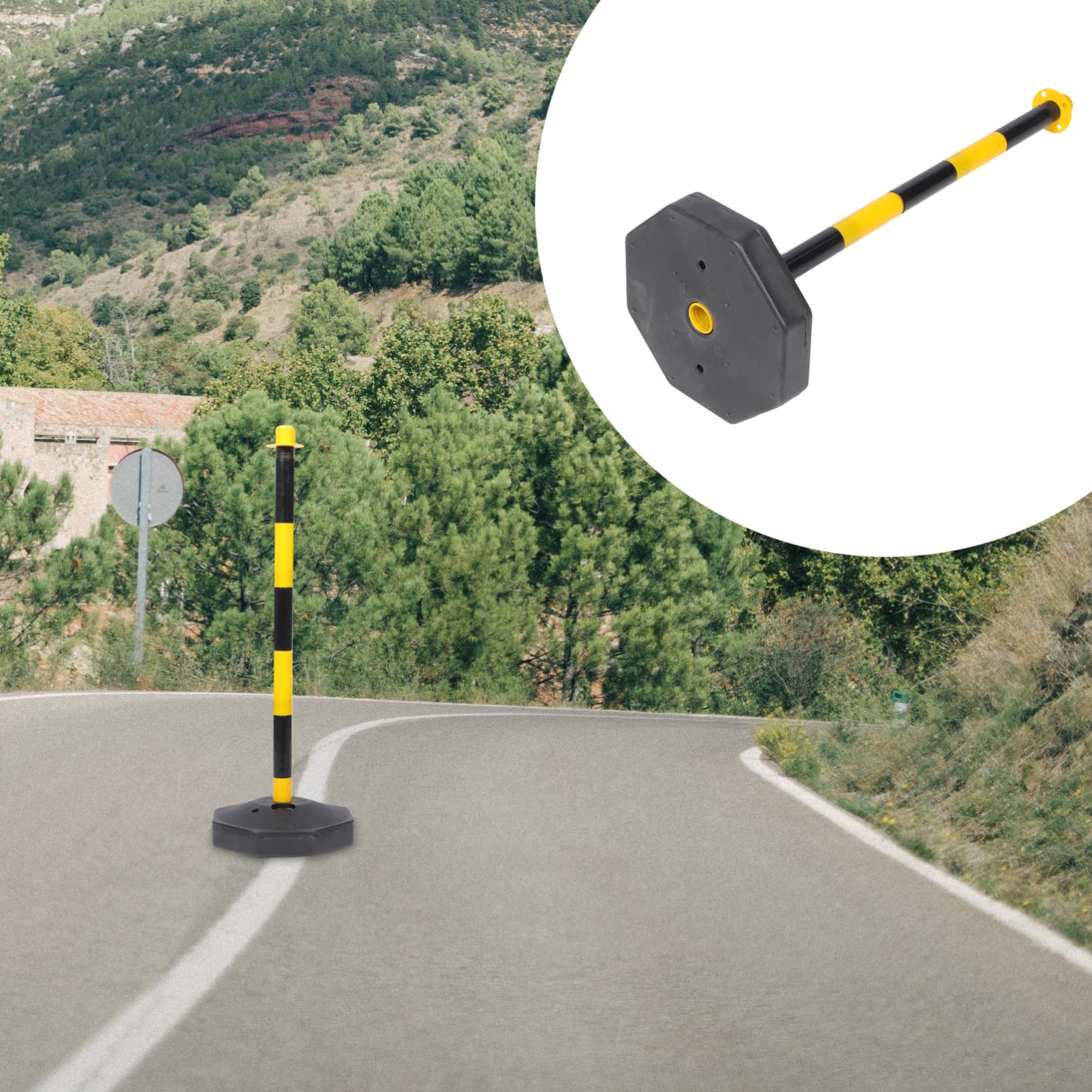 Traffic Delineator Post Cones -2pcs Portable Parking Pole Barrier Driveway Blocker Parking Gadget With Fillable Base Construction Lot