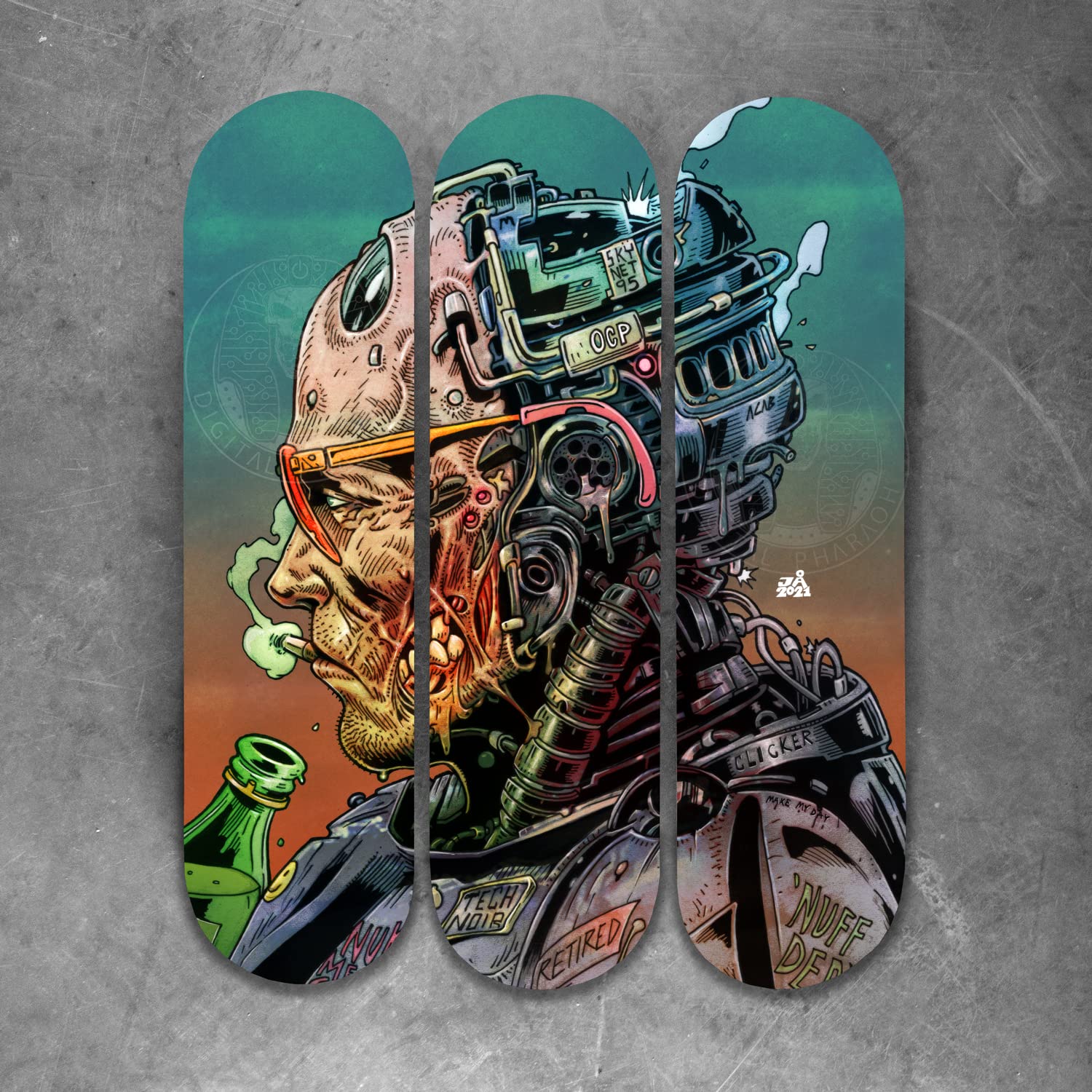 DIGITAL PHARAOH Robocop RETIRED Cybernosferatu Skate Board Wall Art ED209 OCP Omni Consumer Products