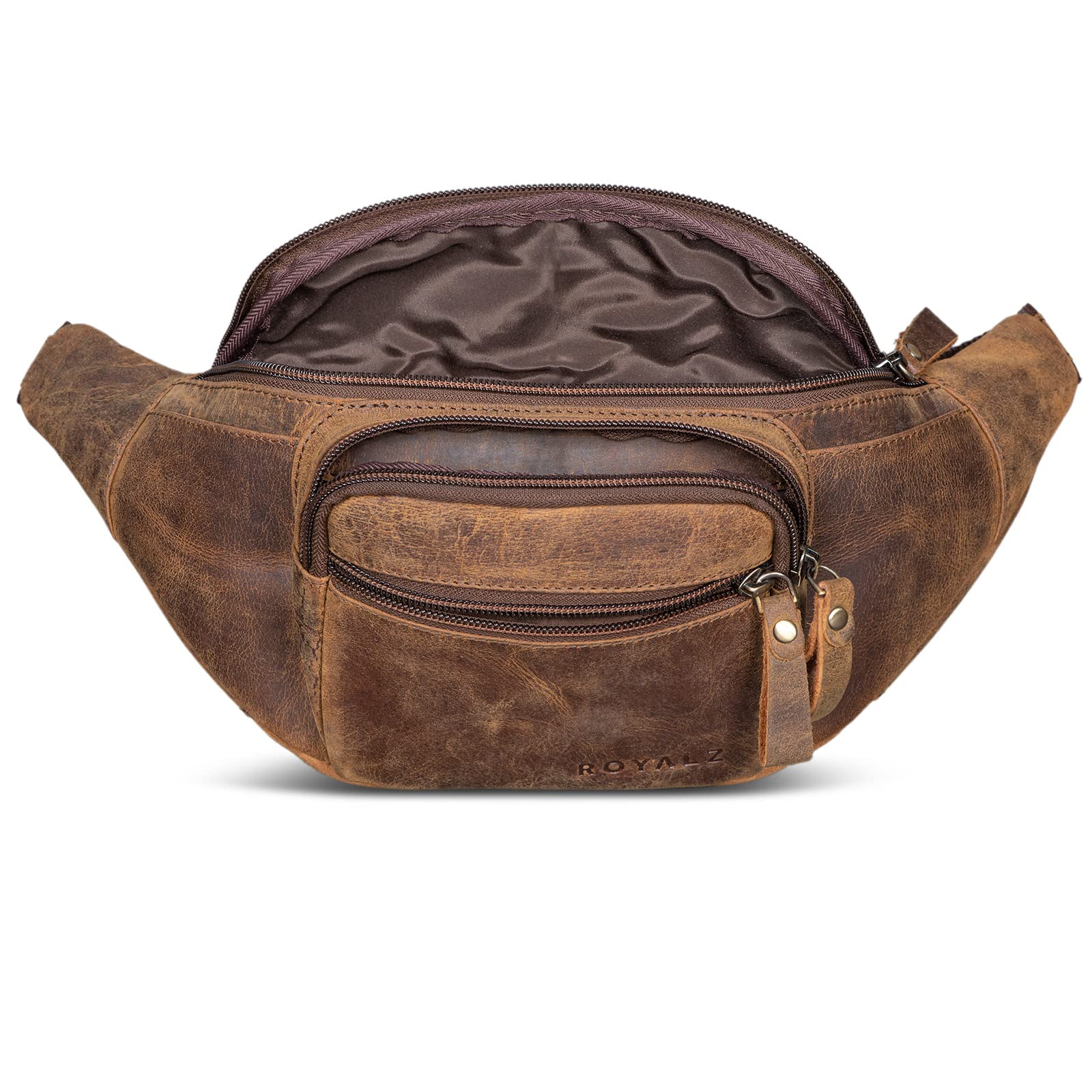 Riñonera ROYALZ 'Alabama' riñonera de Cuero para Hombres y Mujeres, Estilo Retro Vintage, riñonera, riñonera Plana
