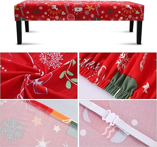Miniatura 5 de YISUN Fundas de banco de comedor de jacquard jacquard funda de banco tapizada de elastano elástico extraíble lavable antipolvo protectores de banco