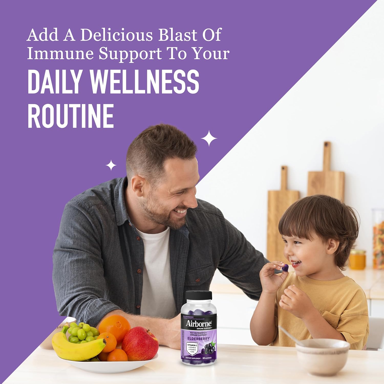 Airborne Elderberry + Zinc & Vitamin C Gummies For Adults, Immune Support Vitamin D & Zinc Gummies With Powerful Antioxidant Vitamins C D & E - 50 Gummies, Elderberry Flavor - Image 5