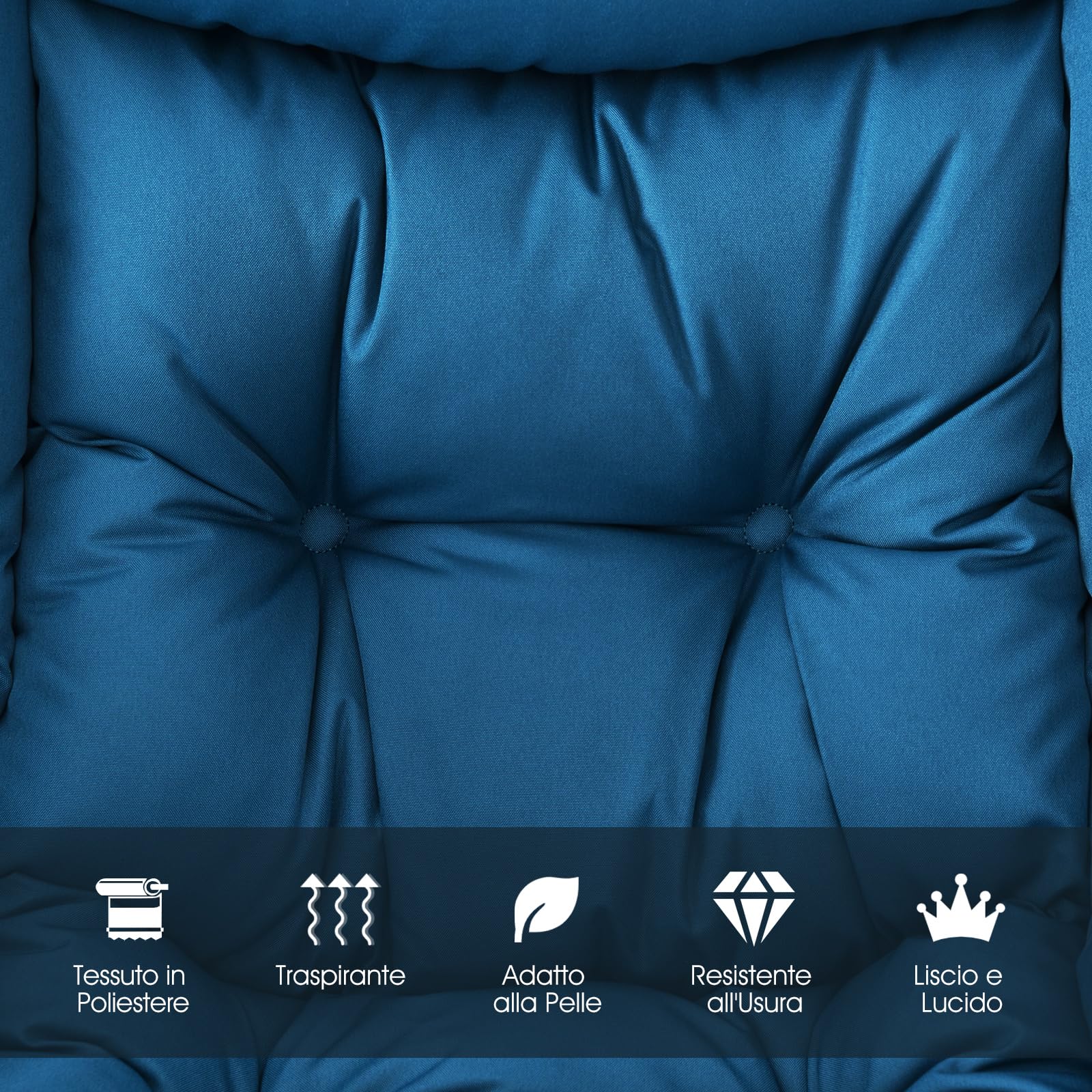 COSTWAY Poltrona Relax, Poltrona da Lettura, con Schienale e Seduta Imbottiti, Braccioli e Tasca di Stoccaggio, per Soggiorno, Camera da Letto, Portata 115 kg (Blu)