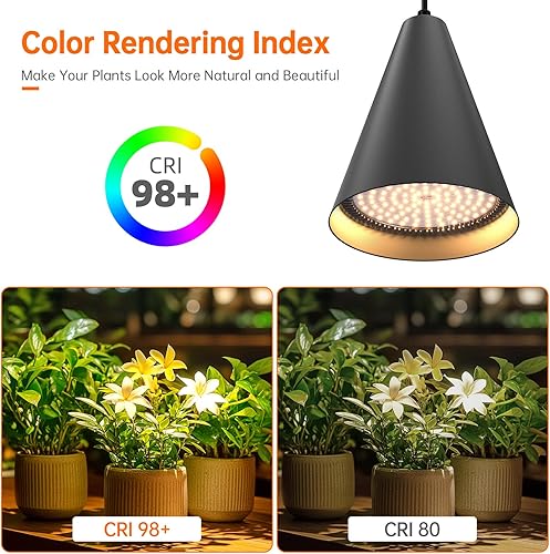 Miniatura 6 de Bstrip Luces de cultivo de doble cabezal de 50 W para plantas de interior de espectro completo de 3000 K, bombilla LED negra con temporizador y