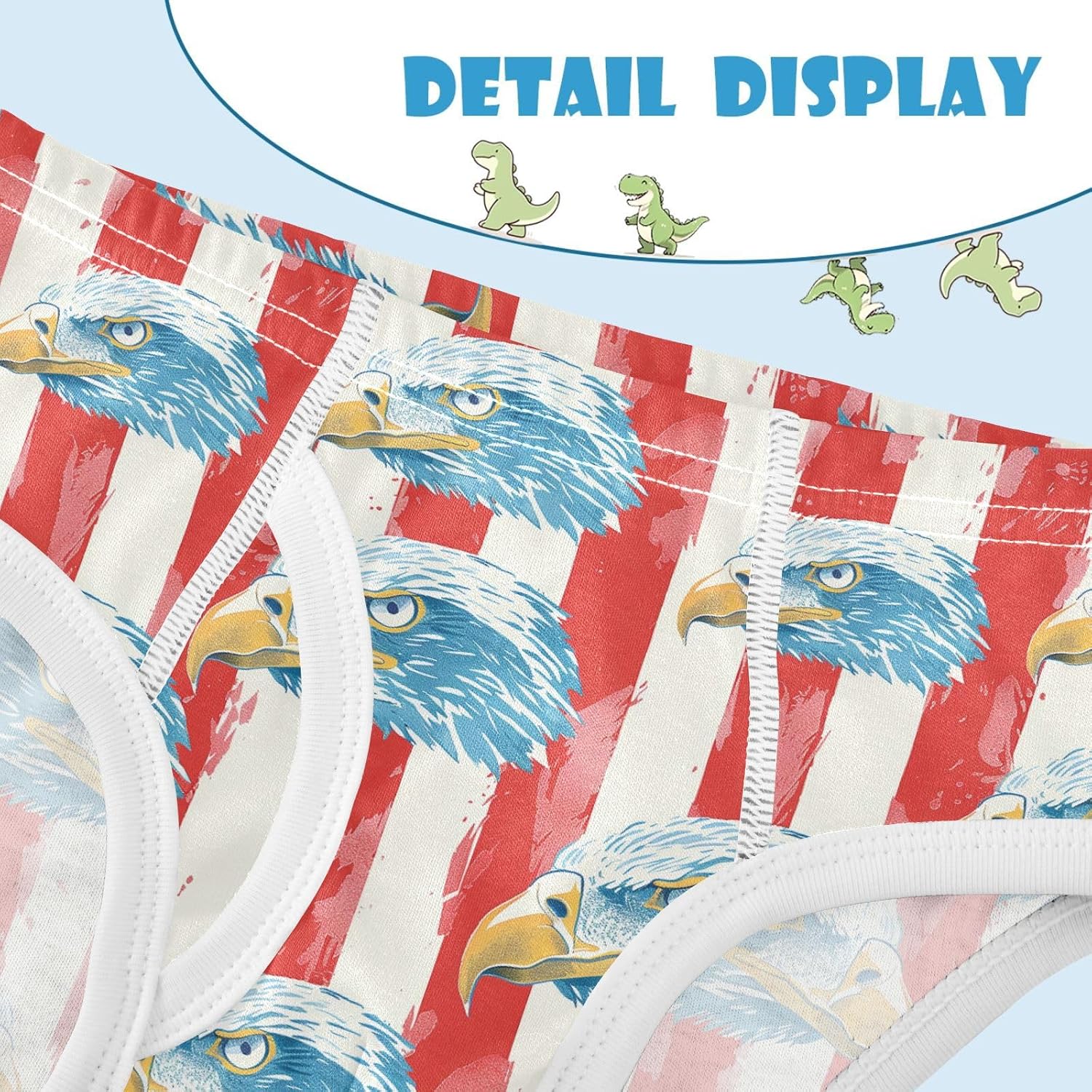 visesunny Boys Cotton Underwear American Bald Eagle Stripes Printed Toddler Soft Training Briefs Size 2T-8Y for Kids