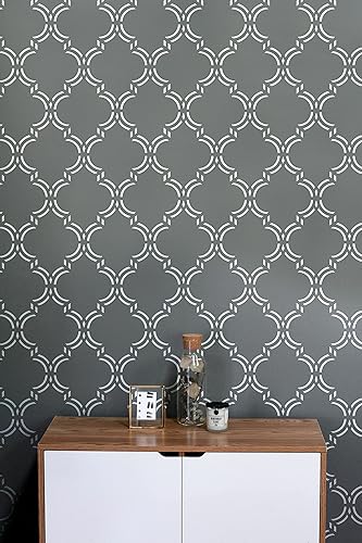 Miniatura 5 de PINKIPO, Elegante marroquí, plantilla XL (16 x 40 pulgadas), plantilla de pared grande étnica, plantillas de pared geométricas clásicas para pintar,